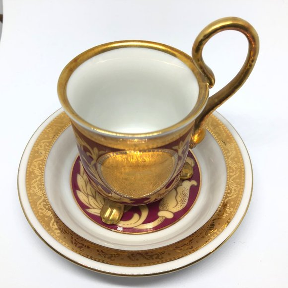 Tea Cup Gold Lion Head Porcelain 3 Legged - Picture 2 of 12